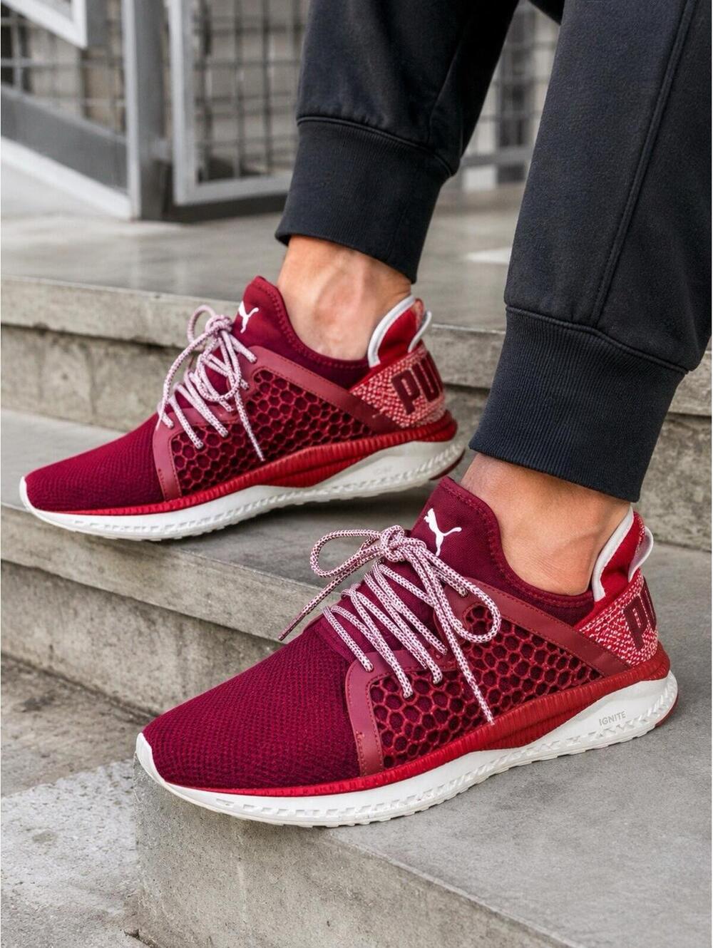 PUMA Ignite NETFIT Men’s Size 10 Burgundy Red Knit Running Shoes Sneakers
